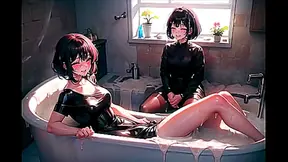 Girls Dive into a Hot Tub Filled with Cream — Sensual AI Hentai Dream