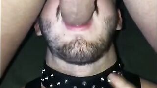 Watch this rough-loving muscle man drill and deep-throat a big cock until it explodes with cum