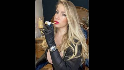 Demure Smoking in Gloves