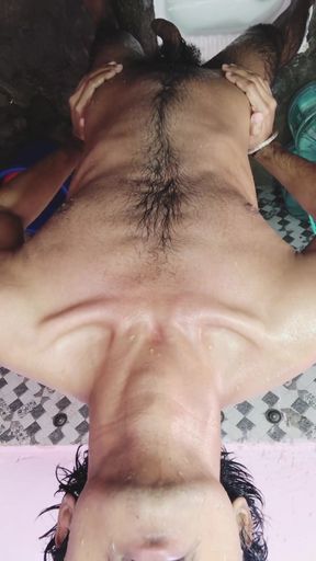 A teenager decided to nude bathing shaving and oil massage and rubbing coock for full fill self deaire   Clip 1