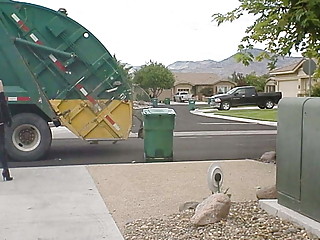 daring daytime fetish boots waiting for the trash man.