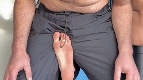 Intense ballbusting session.