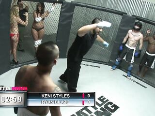 Babe gets her cum in mouth after being a fuck-prize for the winner