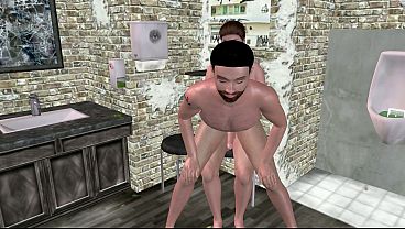 Animated 3D Gay Porn - Handsome Man Riding Another Man'_s Dick in Men'_s Toilet