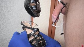 Crazy Cum on wife's sexy heels. Hands free cum