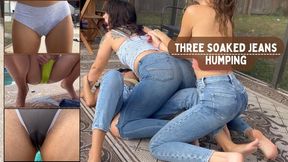 Three Pairs of Blue Jeans Soaked & Humped Feat Aria Nicole, Mia Hope, and Nathalia 4K - Jean Wetting, Pants Wetting, Female Desperation, Dry Humping, Grinding, Panty Wetting, Kissing, Scissoring, Piss Kink, Watersports, Denim, Lesbian, Gray Panties