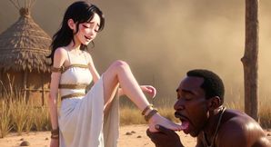 White Woman Tied in Africa - African Man Licking Her Feet