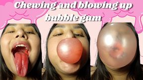 Chewing and blowing up bubble gum