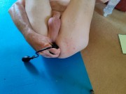 Inflatable butt plug, slow motion and first rosebud.