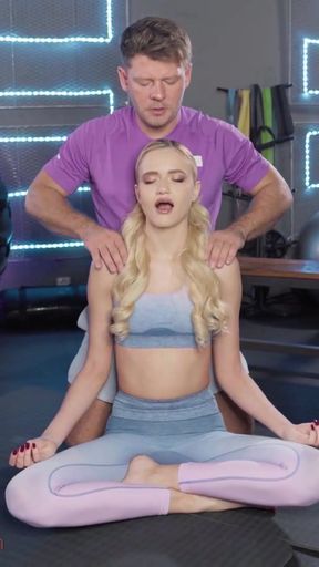 Fitness Rooms Petite Russian blonde Novella Night hot sex with big dick yoga instructor   Clip 1
