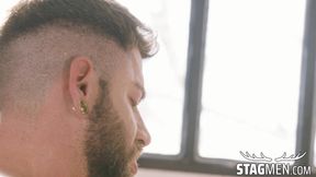 Mature hunk Rico Vega showers Bastian Karim with anal thrusts and hot jizz