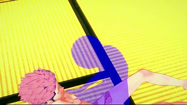 Jujutsu Kaisen Yaoi - Yuji rubbing a dick in his chest - Sissy crossdress Japanese Asian Manga Anime Film Game Porn