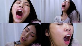 Tomomi Okanishi - CLOSE-UP of Japanese cute girl YAWNING - MOV