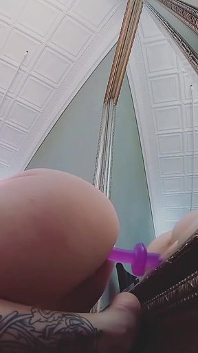 Mirror Dildo Play During Photoshoot