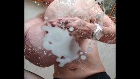 Penelope Black Diamond watch me pose in pantyhose and bra and then milk my udders