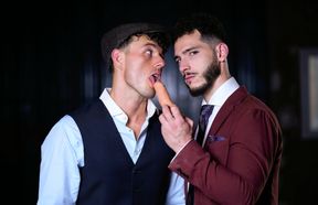 Classy guys strip naked on camera to share loud anal bareback
