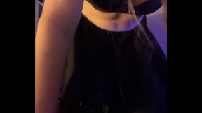 Horny tranny Cum1ra fucks herself passionately and with all her might with a huge dildo