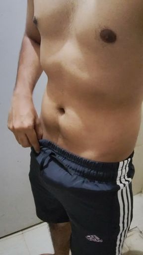 Athletic Indian dude with big dick shows off his homemade solo