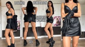 Leather Goddess Makes Her Plug Slut Cum & Lick - CEI Humiliation