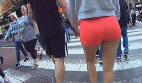 orange spandex shorts