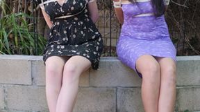 The Audition Goes Outdoors - Anny and Lola Sneak Around Bound and Gagged Before Being Seated! 4K Video Version