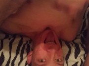 Very skinny teen masturbates and trys to cum in his mouth