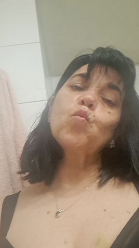 The breast hairs are long and stick out of the panties