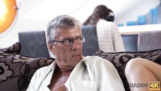 DADDY4K Brunette Satisfies her Sexual needs using Fuckstick of BFs Dad