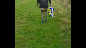 crossdresser walking in public nearly gets seen and runs away