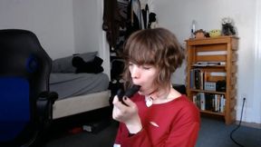 Femboy trap gets wrecked by my thick toy while grinding on his pink little ass