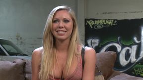 Blond Slut Gives Head Before Wild Fucking on the Sofa in the First Porno Movie for Her