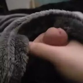 Precummig from soft blanket