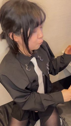 Femboy secretly cumshot in internetcafe