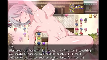 Hentai game. Horny girl fucks several men and exposes herself in public.