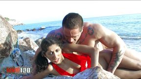 indiana fox , skinny indian babe fucking with rob diesel at the beach