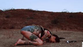 ”Caned babe cries while caned & eats booty”