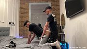 Two friends jerk off together