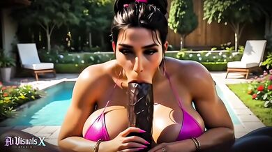 BBC creampie in 3D AI Latina milf doggystyle pronebone
