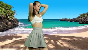 She'_s dancing on the beach without panties