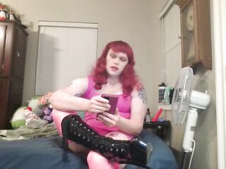 Trans Girl Ignores YOU During the time that Her Vibrating Butt Plug is in