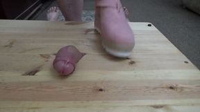 FULL WEIGHT COCK CRUSH IN SHARK TOOTH WEDGES ON THE COCK TABLE WITH CUM SHOT CAM 1 PT1