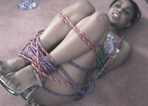 Ebony coed Victoria gets hogtied