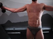 Full workout and jerk off in underwear sold to fan