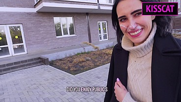 Stepsister wanna try Public Anal Sex with Facial Cum Walk