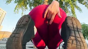 Young brunette in ripped jeans Nicole Niagara caught exposing her pussy to public - Bokep HD