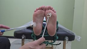 Sheila's first wrapped up tickling experience (feet camera)