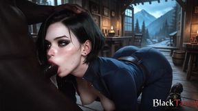 brunette slut takes a big cock deep in the tavern at night (ai)