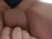 Spun bi husband gapes own ass with thick dildo