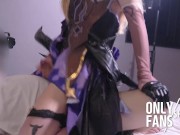 【Genshin Impact】Handjob Edging 💜Fischl Cosplay fuck with my Sex friend, Asian Hentai Shemale4