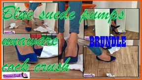 Secretary with blue suede pumps. unaware cock crush, cock trampling shoejob BUNDLE 11th scenario